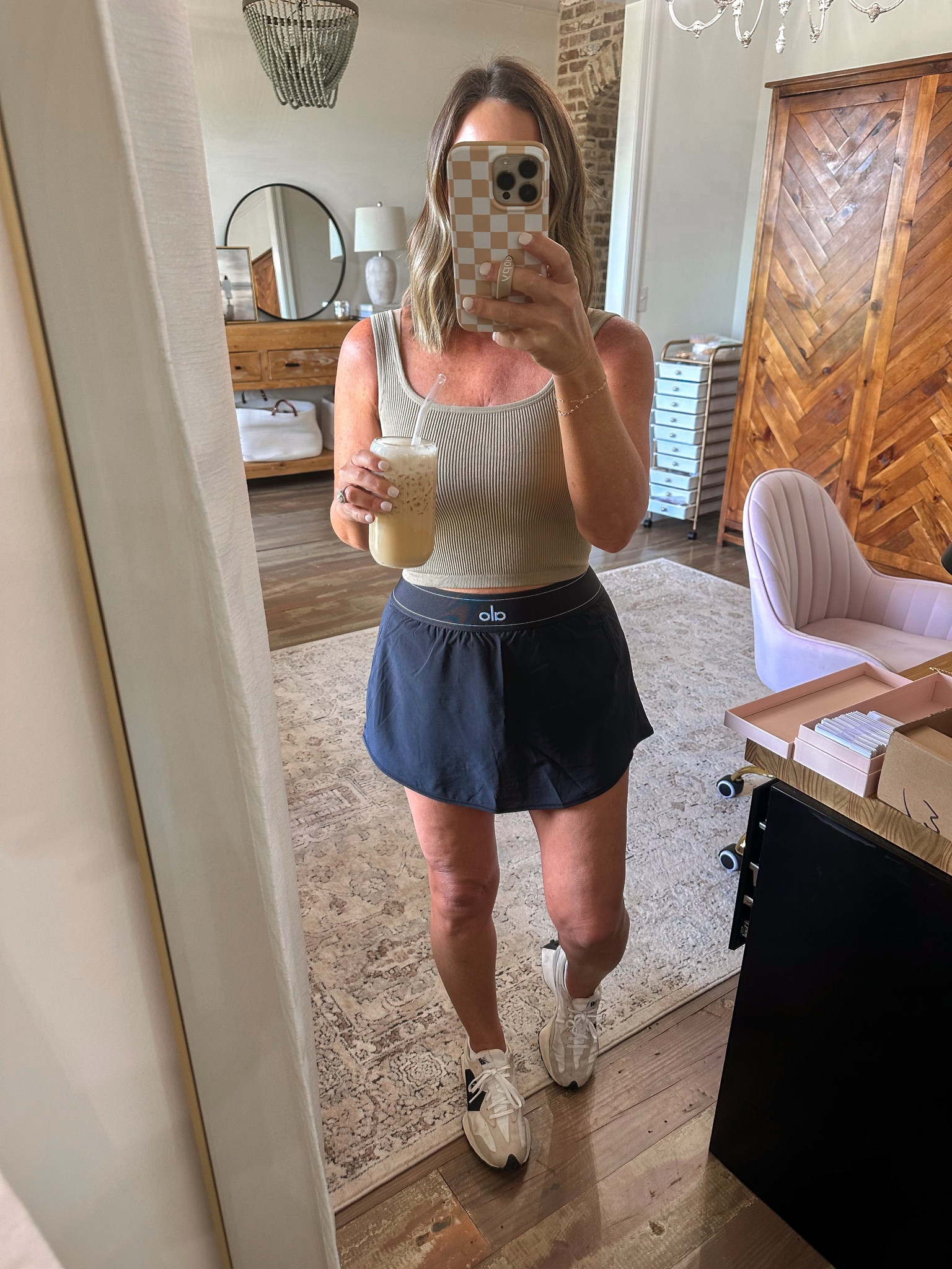 OOTD 

Alo skirt 
Amazon tank 
New balance 

#LTKPetite #LTKActive #LTKOver40