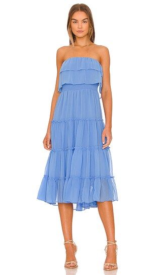 Strapless Ruffle Dress in Iris Blue | Revolve Clothing (Global)