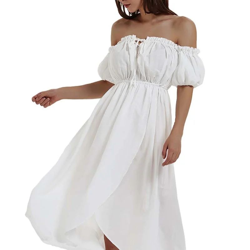 Anna-Kaci Women's White Renaissance Boho Off Shoulder Dresses - White - S | Verishop