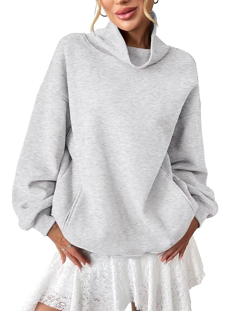 Womens Fleece Oversized Sweatshirts with Pocket Turtleneck Pullover Casual Long Sleeve Fall Tops ... | Amazon (US)