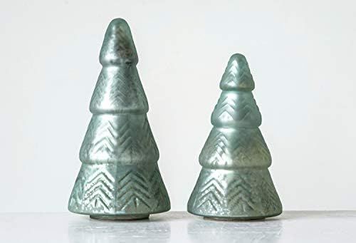 Creative Co-op Small Mint Green Embossed Mercury Glass Christmas Tree Figurine | Amazon (US)
