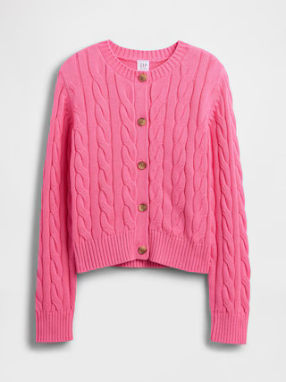 Kids Relaxed Cable-Knit Crewneck Cardigan | Gap Factory