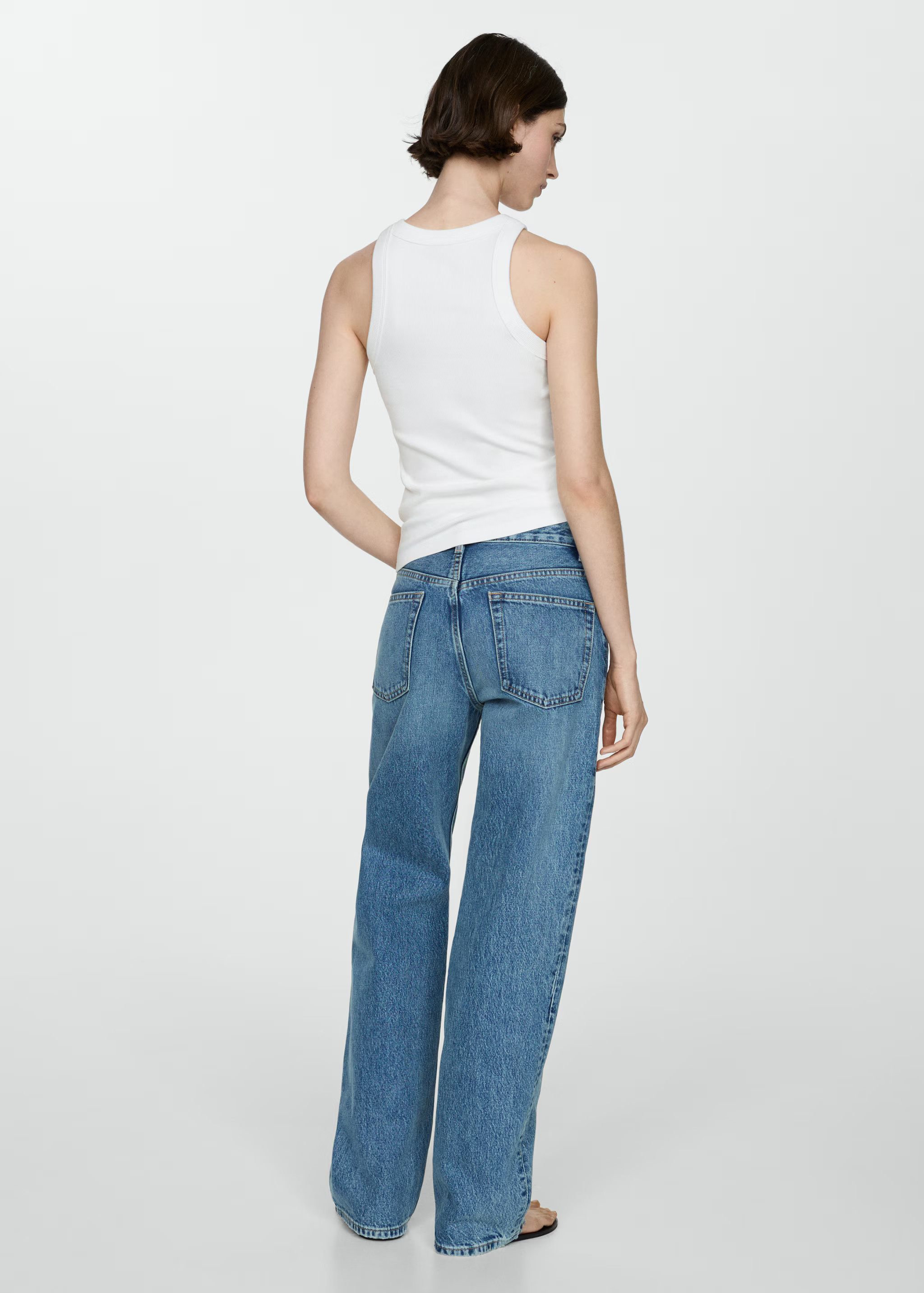 Ribbed cotton-blend top | MANGO (US)