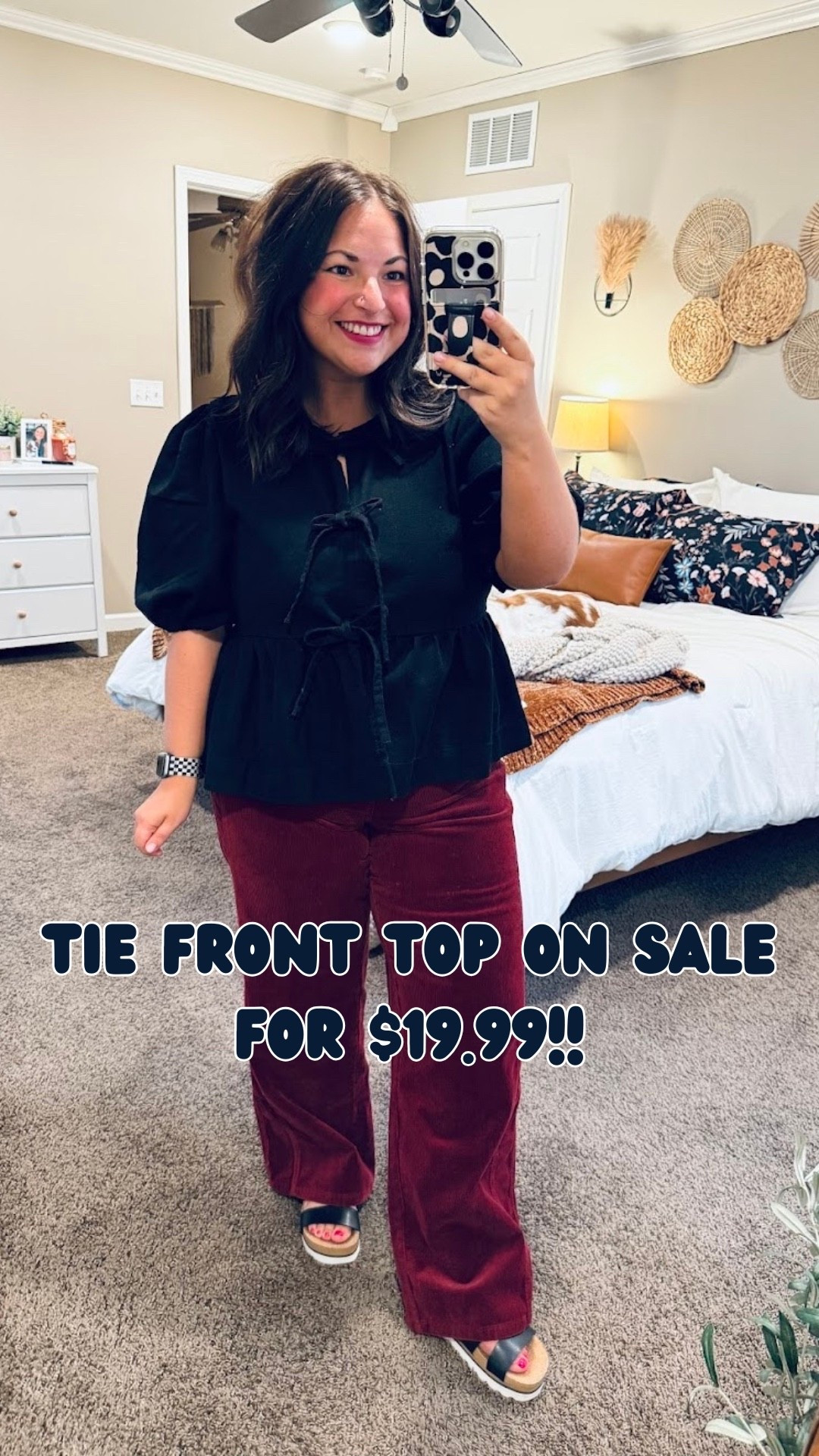 tie front top on sale for $19.99!!

#LTKWorkwear #LTKMidsize #LTKSaleAlert