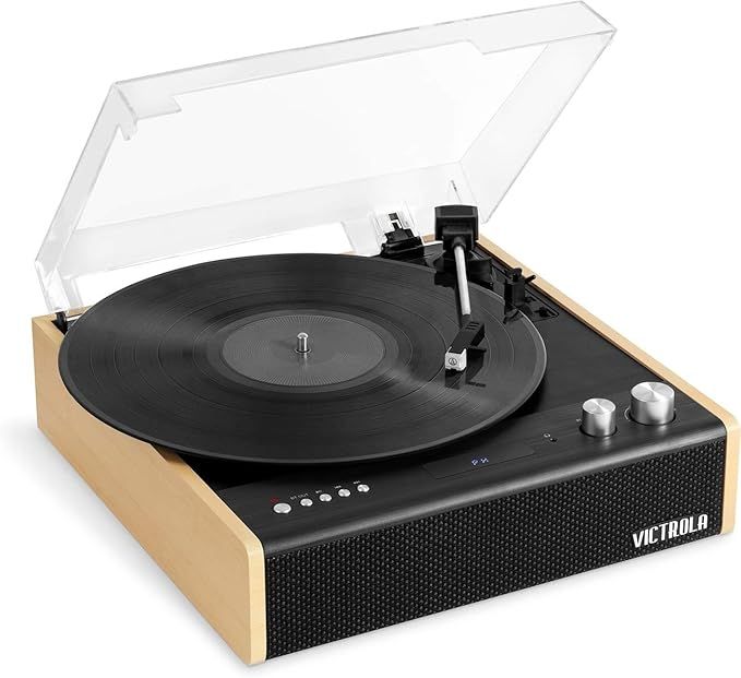 Victrola Eastwood 3-Speed Bluetooth Turntable with Built-in Speakers and Dust Cover | Upgraded Tu... | Amazon (US)