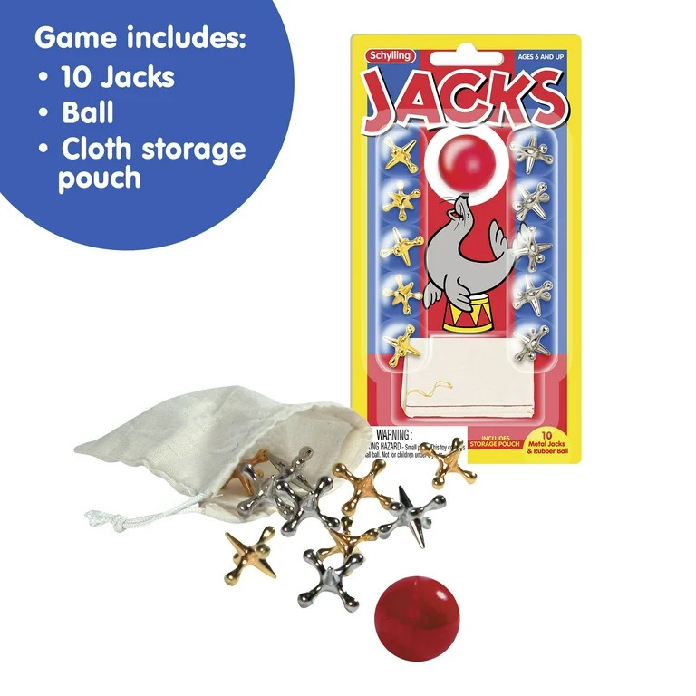 Schylling Old Fashioned Metal Jacks & Rubber Ball Game, Novelty & Gag Toys for Children Ages 6+ | Walmart (US)