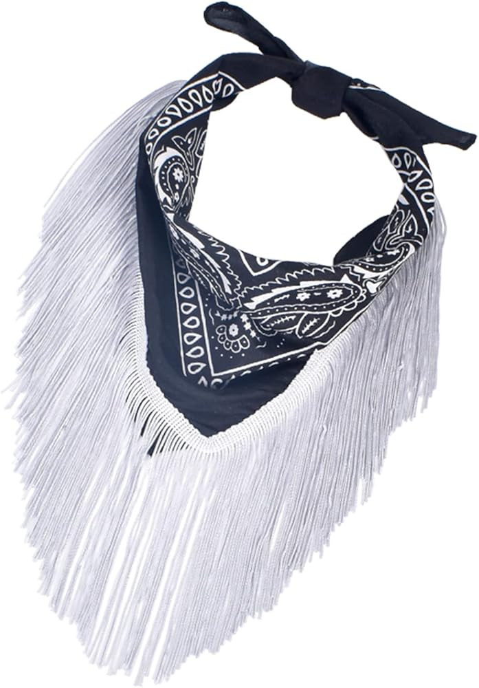 Women's Fringe Bandana Lightweight Shawl Square Headband Disco Bachelorette Party Tribal Western ... | Amazon (US)