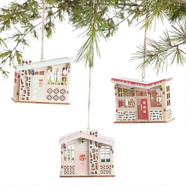 Woodcut Mid Century Modern House Ornaments Set of 3 | World Market