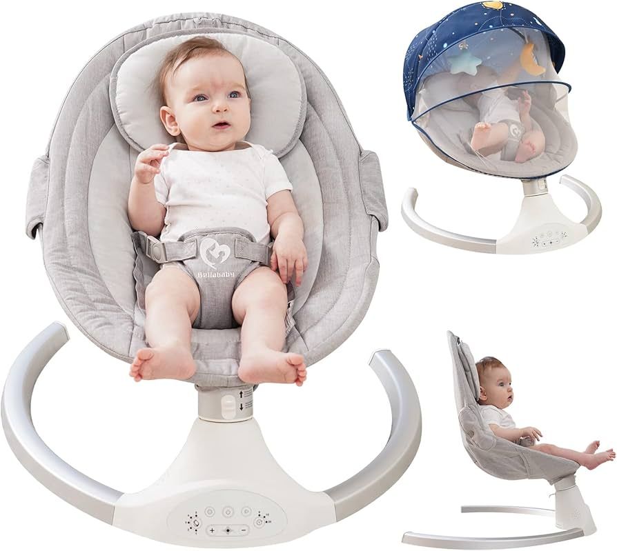 Bellababy Bluetooth Baby Swing for Infants, Compact & Portable Baby Bouncer, 3 Seat Positions, 5 ... | Amazon (US)