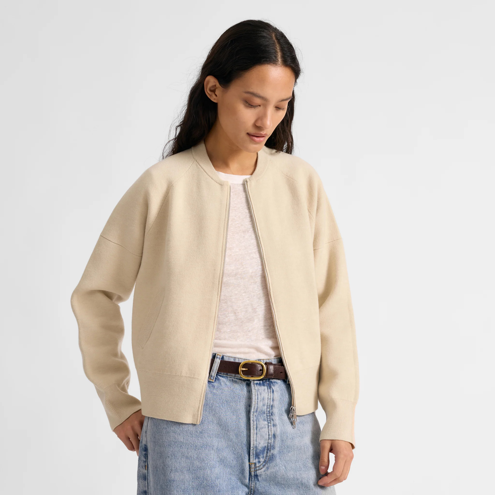 Cream Knitted Bomber | Albaray