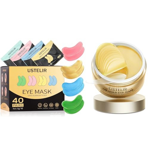 Under Eye Patches, 40 Pairs Eye Mask for Dark Circles, Puffy Eyes, Undereye Bags,Wrinkles,Eye Mask Patches with 24K Gold, Hyaluronic Acid,Rose & Aloe Vera, Eye Treatment Skin Care for Men & Women Gift | Amazon (US)