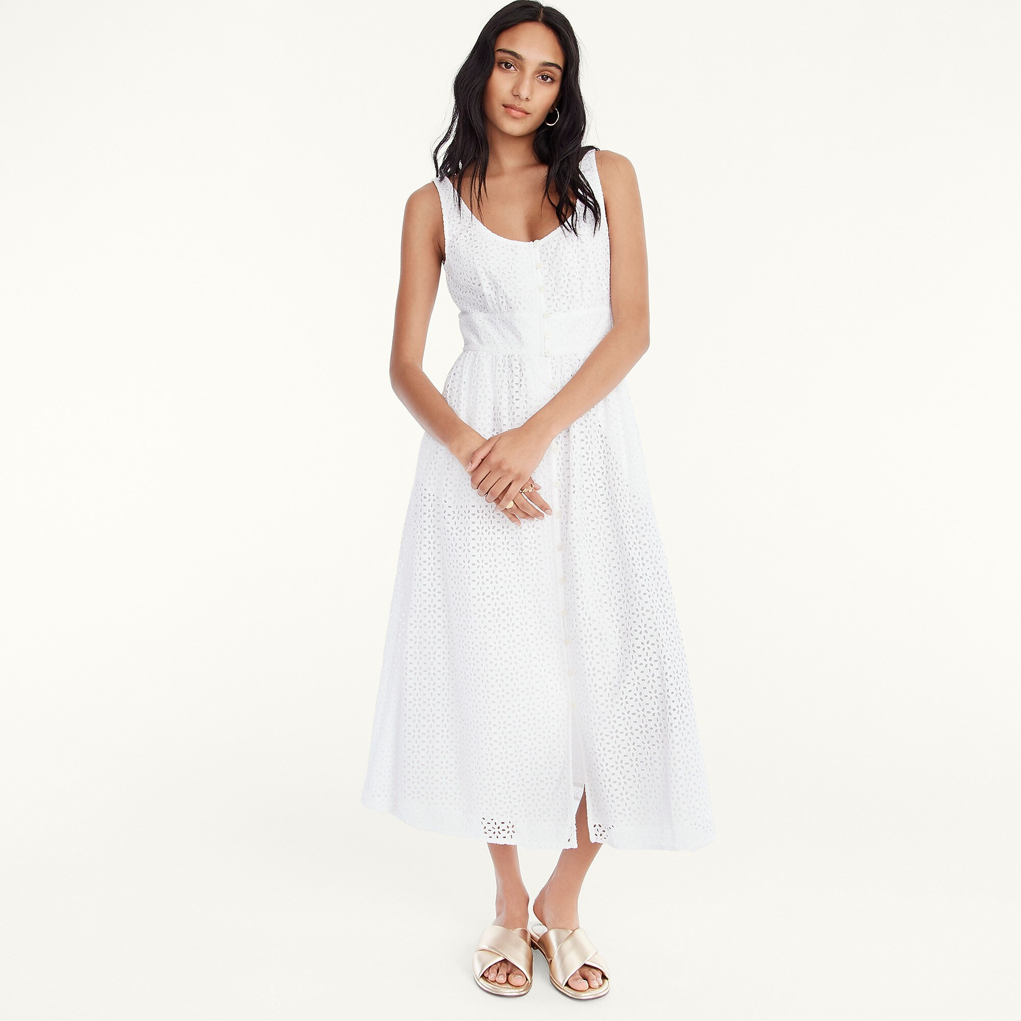 Button-front eyelet dress | J. Crew US