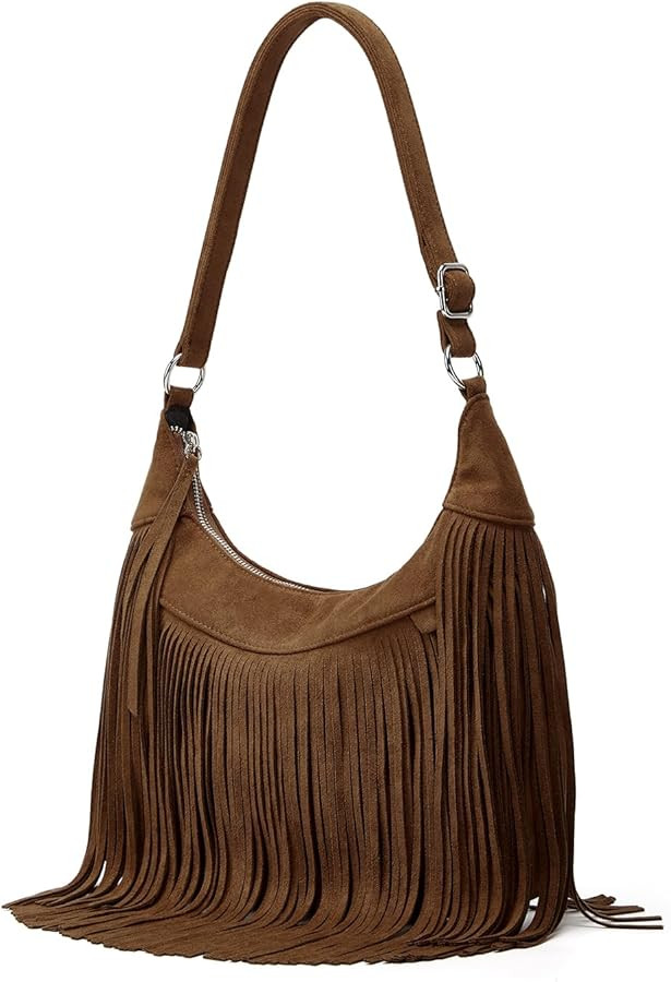 Suede Fringe Crossbody Bag for Women Ladies Stylish Leather Shoulder Bag Purse Handbag Fall Winte... | Amazon (US)