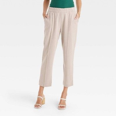 Women&#39;s High-Rise Slim Straight Fit Ankle Pull-On Pants - A New Day&#8482; Cream S | Target