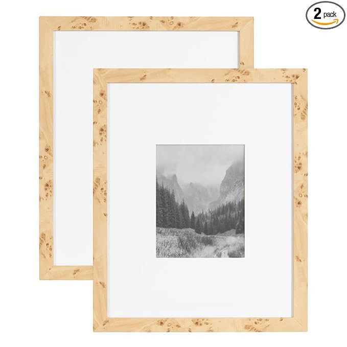 Kate and Laurel Burlock Transitional Faux Burlwood Picture Frame Set of 2, 16 x 20 matted to 8 x ... | Amazon (US)