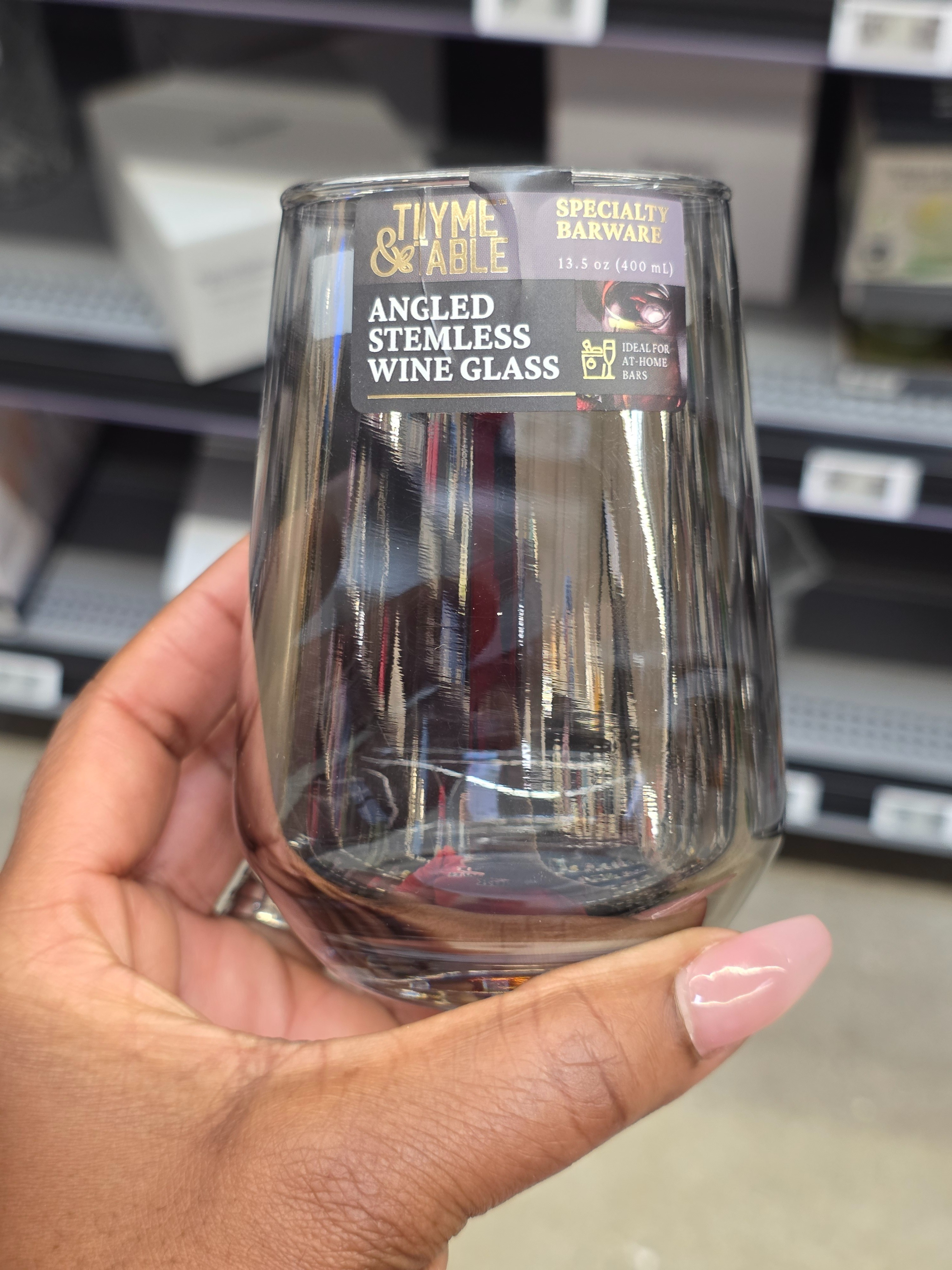 Cheers to new finds! ✨ Obsessed with this elegant angled stemless wine glass from @walmart. Perfect for cozy nights in! 🍷 

#LTKHome