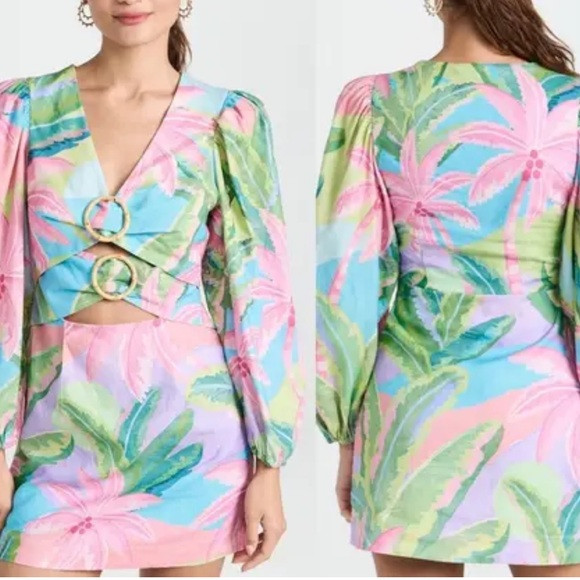 Farm Rio Beach front cut tropical Mini Dress women size XL NWOT | Poshmark