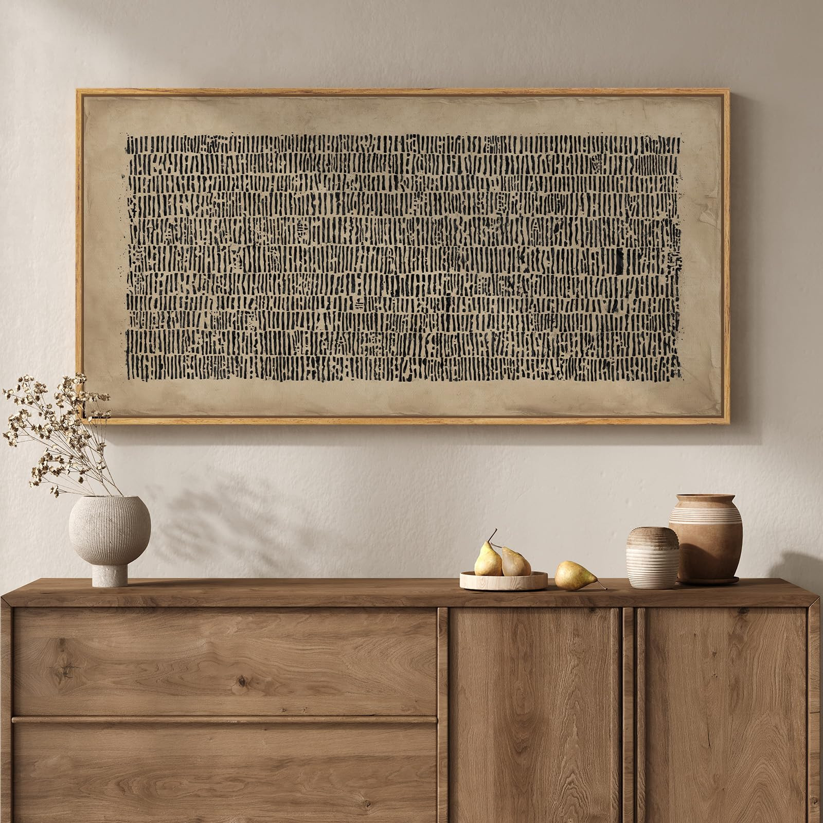 Large Framed Abstract Wall Art for Living Room, Neutral Wabi Sabi Black Brown Canvas Artwork for ... | Amazon (US)