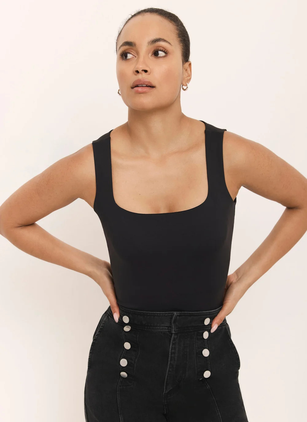 Black Layering Scoop Neck Vest | Mint Velvet