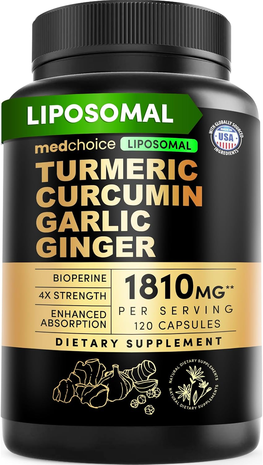 MEDCHOICE Liposomal Organic Turmeric Curcumin with Black Pepper, 120ct | Amazon (US)