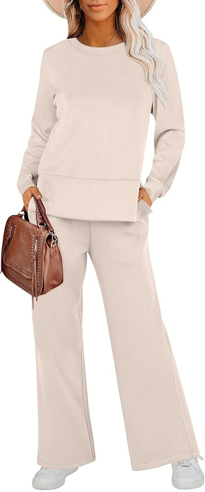 ANRABESS Womens 2 Piece Lounge Sets Sweatsuit Travel Outfits Wide Leg Pants Set 2024 Fall Fashion... | Amazon (US)
