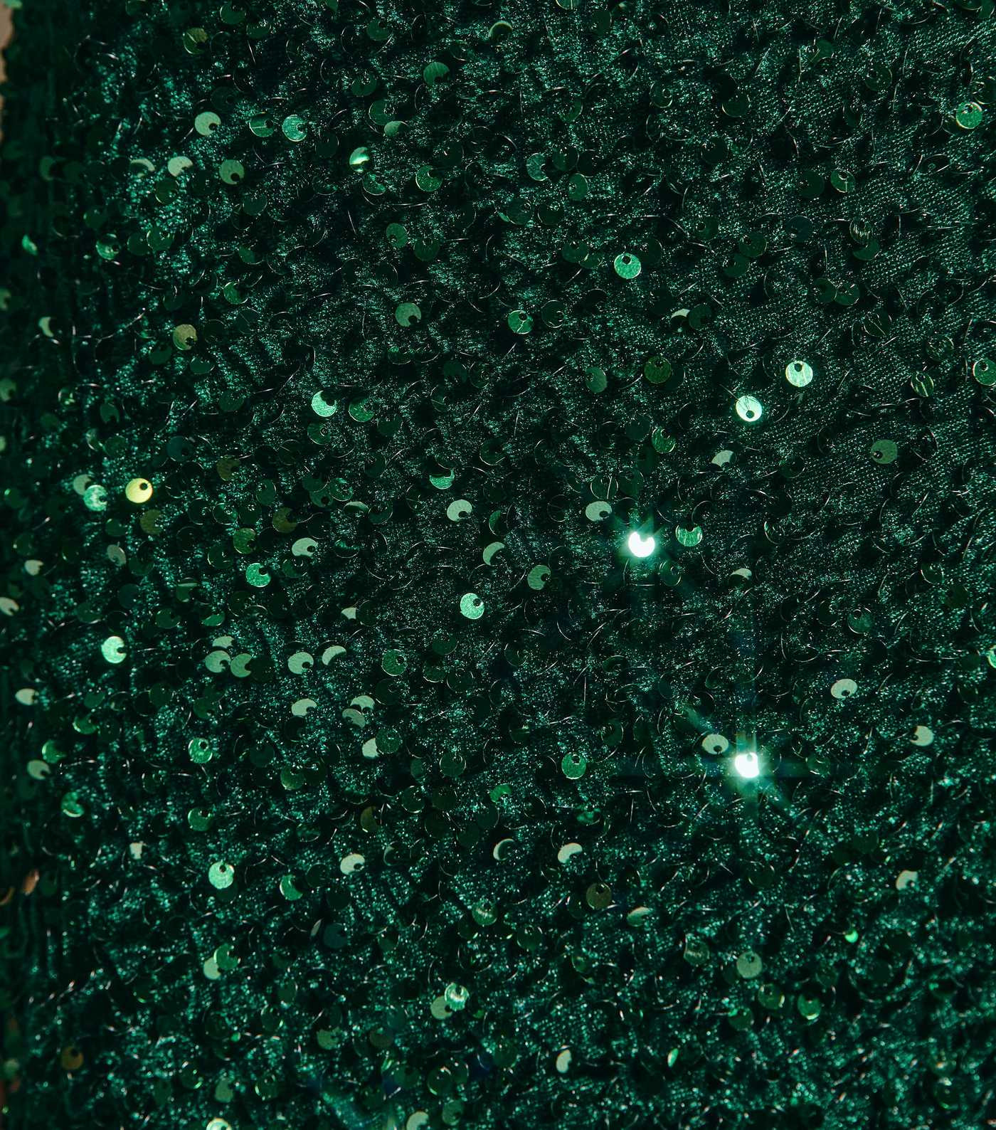 Dark Green Velvet Sequin Embellished Midi Skirt | New Look | New Look (UK)