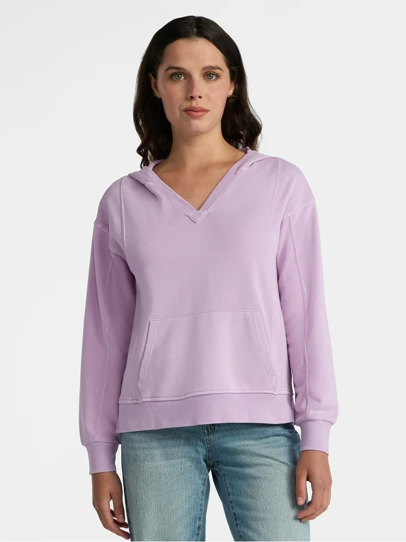 Time and Tru Women's Split Neck Hoodie, Sizes XS-3XL | Walmart (US)
