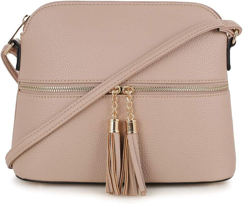 SG SUGU Lunar Lightweight Medium Dome Crossbody Bag Shoulder Bag with Tassel | Zipper Pocket | Ad... | Amazon (US)