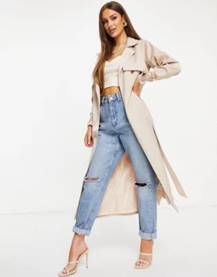 Missguided satin trench in champagne | ASOS (Global)