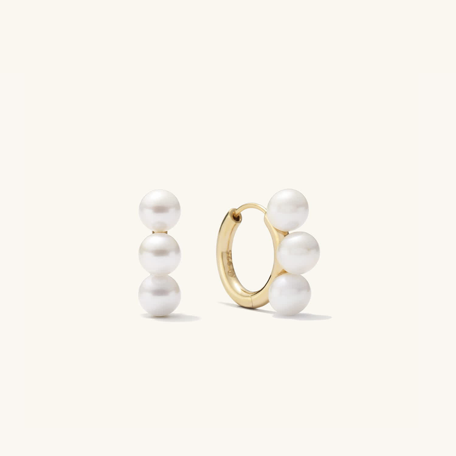 Bold Pearl Trio Hoop Earrings | Mejuri Fine Crew