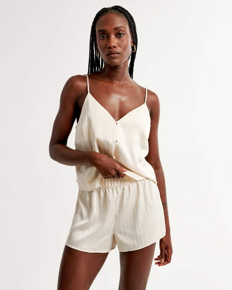 Satin Jacquard Sleep Short | Abercrombie & Fitch (US)