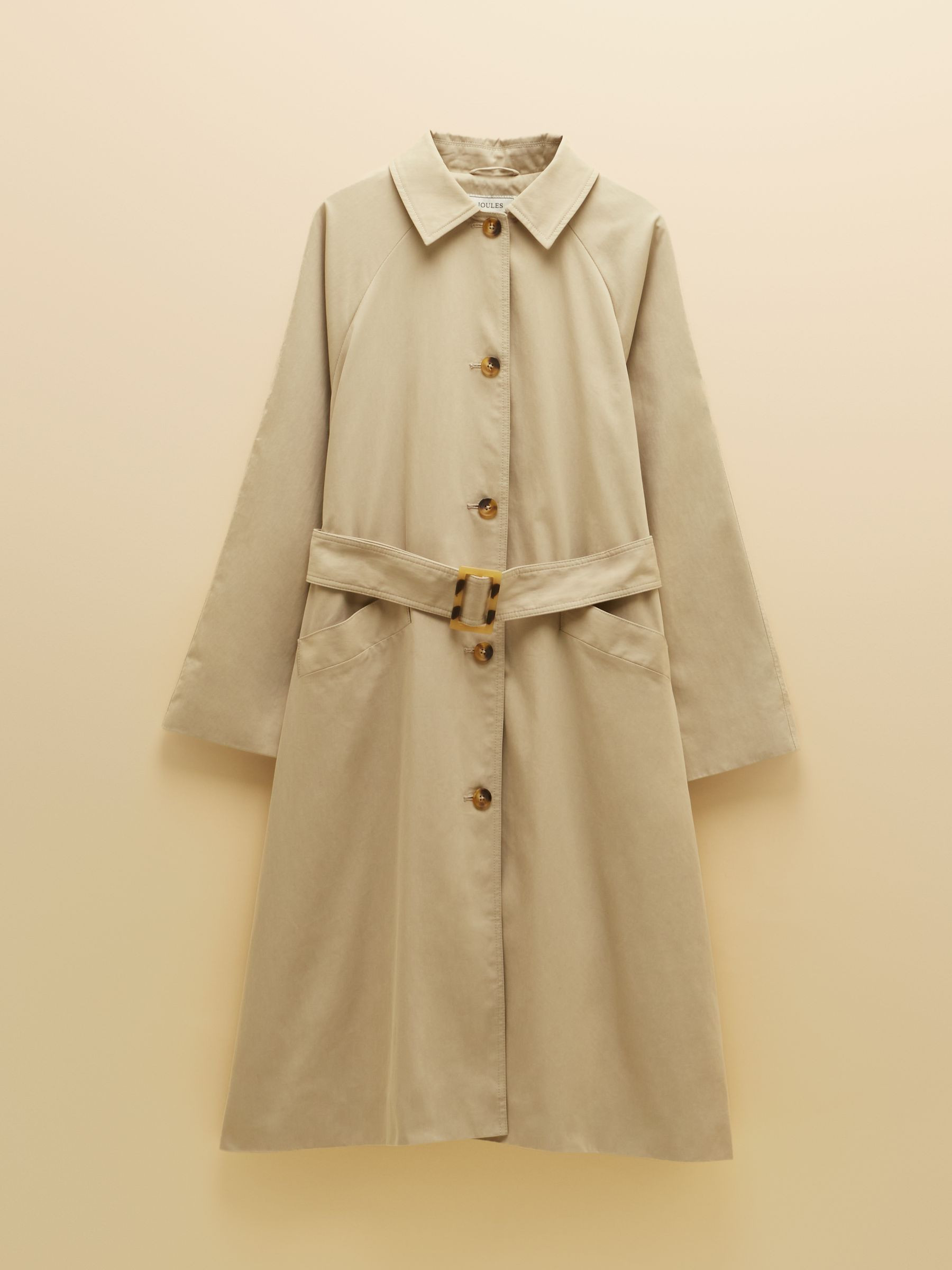 Showerproof Beige Single Breasted Trench Coat With Belt | Joules | Joules