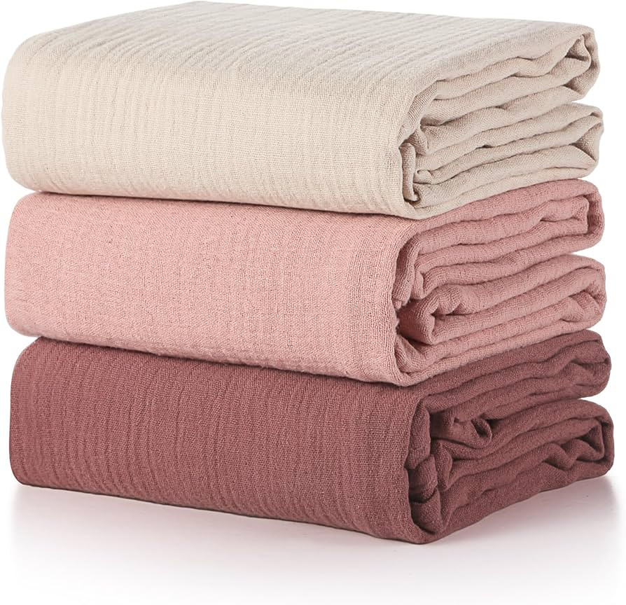 3 Pcs 40" x 40" Muslin Swaddle Blankets Breathable Receiving Blankets Soft Cotton Unisex Baby Swa... | Amazon (US)