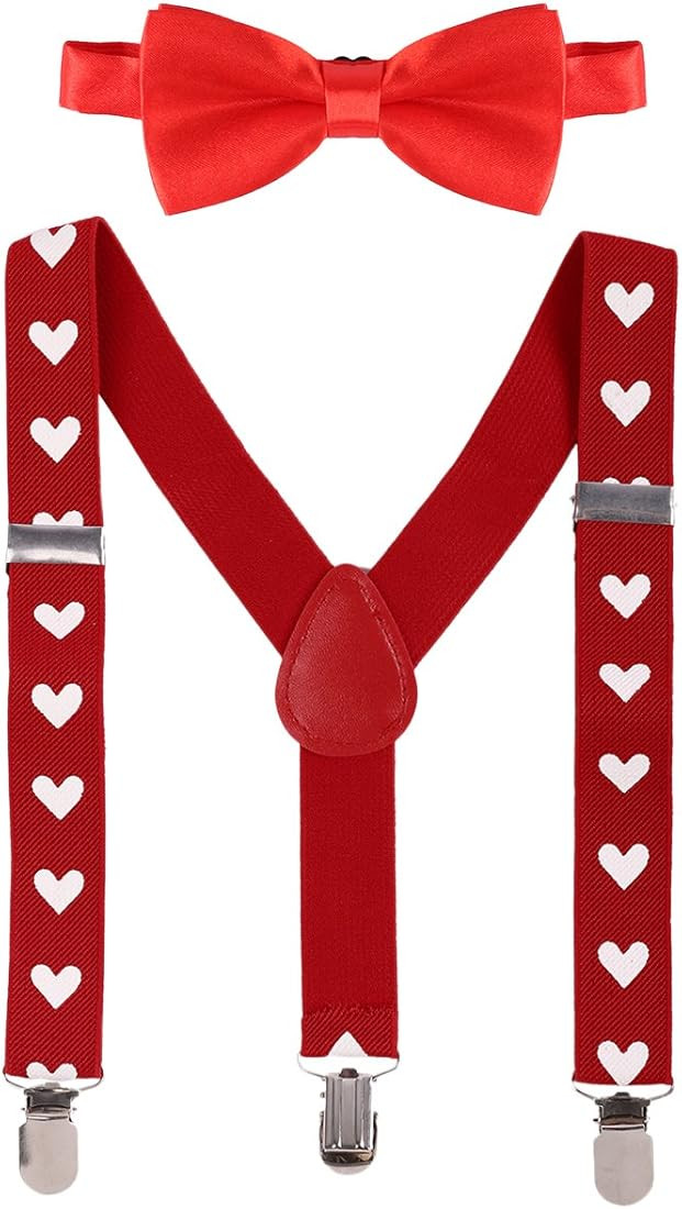 IMEKIS Baby Boys Suspenders and Bow Tie Set 1st Birthday Cake Smash Outfit Valentine's Day Christmas Gentleman Photo Shoot | Amazon (US)
