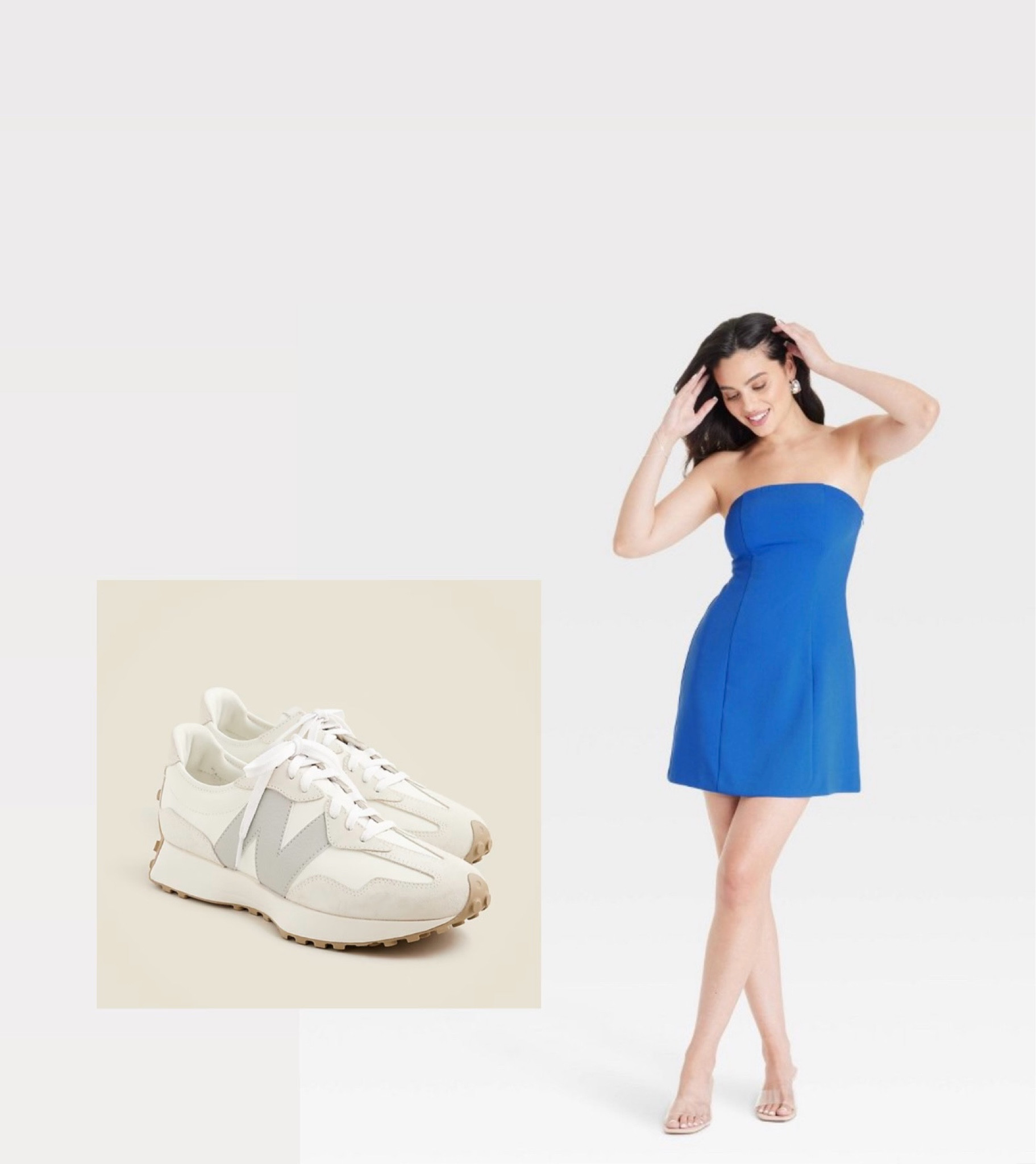 Both items are true to size. I’m wearing a size 6 in the dress and 7 in sneakers 