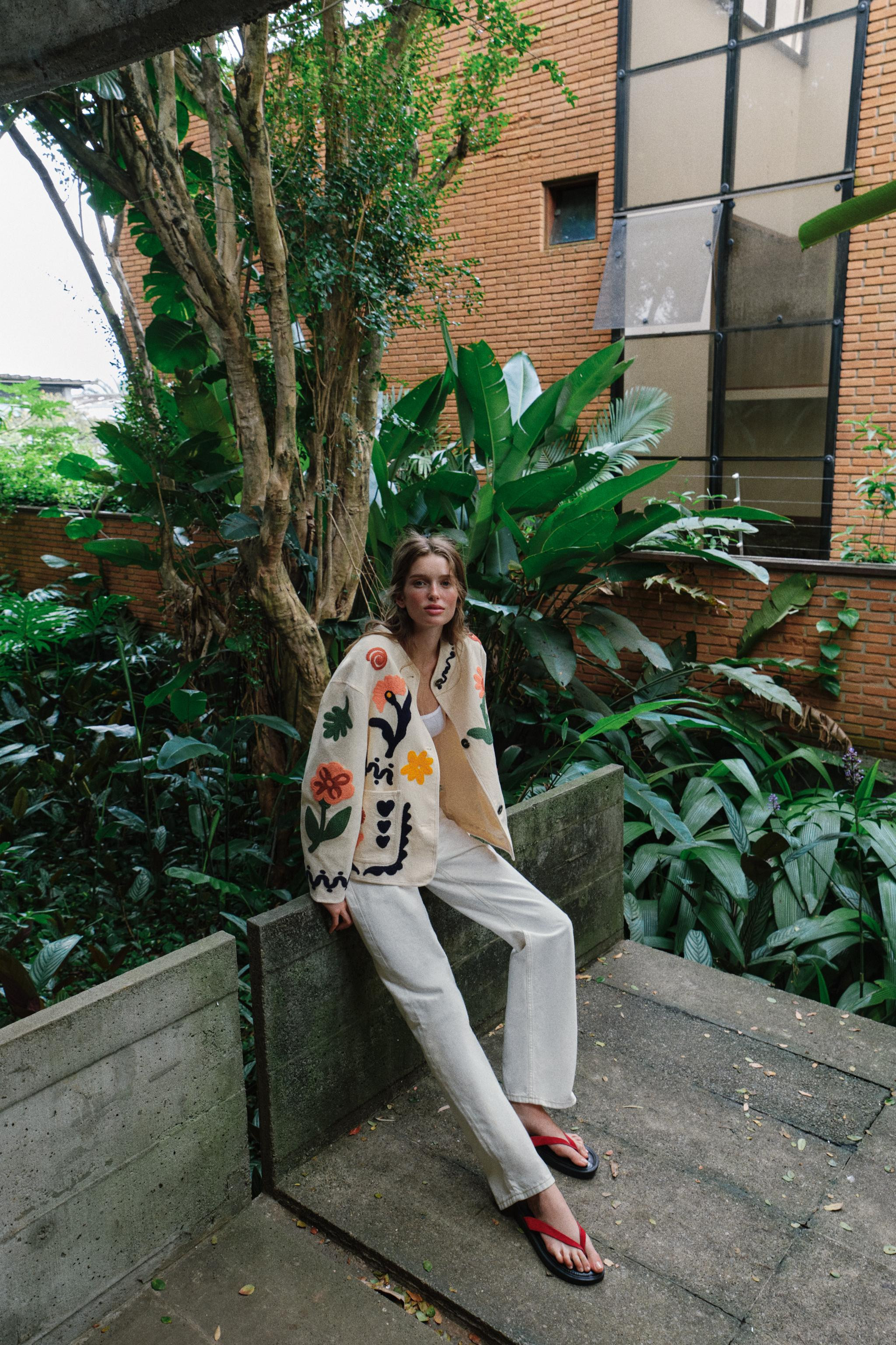 100% COTTON FLORAL EMBROIDERED CARDIGAN | Zara UK