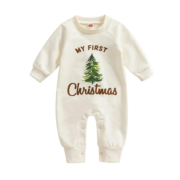 Infant Baby Boy Girl Clothing Santa Long Sleeve Jumpsuit Romper Newborn First Christmas Outfit On... | Walmart (US)