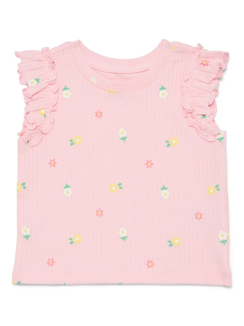 Wonder Nation Baby Girls Tee with Flutter Sleeves, Sizes 0-24 Months | Walmart (US)