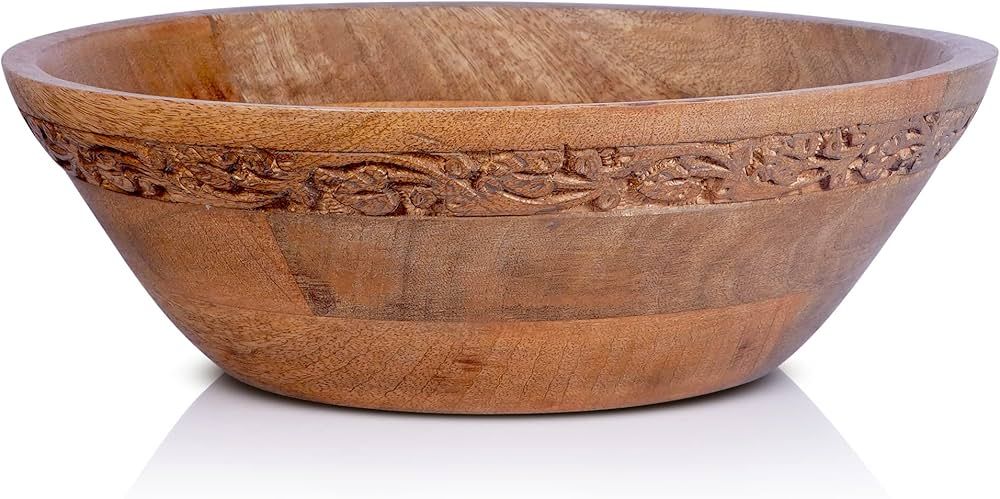 Mela Artisans Wood Decorative Bowl - Medium, Burnt Finish | Wooden Fruit Bowl | Decorative Bowl H... | Amazon (US)