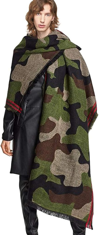 Cashmere Wool Camouflage Scarf Poncho Pashmina Shawl and Wrap for Women (Green) | Amazon (US)