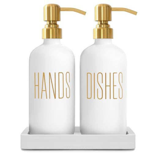 Prus Waso White Soap Dispenser Set, Contains Dish and Hand Soap Dispenser, Perfect for Kitchen Counter Decor. (White) | Amazon (US)
