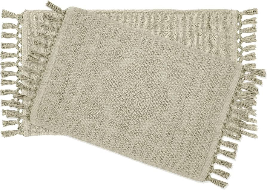 French Connection Nellore Bathroom Rugs, Set of 2 Woven and Beaded Bathroom Mats, Durable Bath Ru... | Amazon (US)
