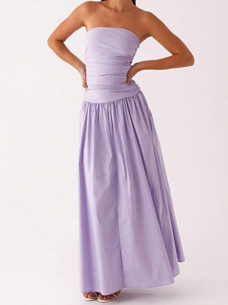 2025 Women Y2k Strapless Maxi Dress Tube Top Dress Elegant Long Dress Summer Beach Vacation Dress Off The Shoulder Dresses Sleeveless A Line Flowy Dress Wedding Party Formal Cocktail Dresses Bohemian Clothes Dress | SHEIN