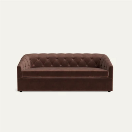 Walnut Velvet Chesterfield Sofa, Made in North Carolina