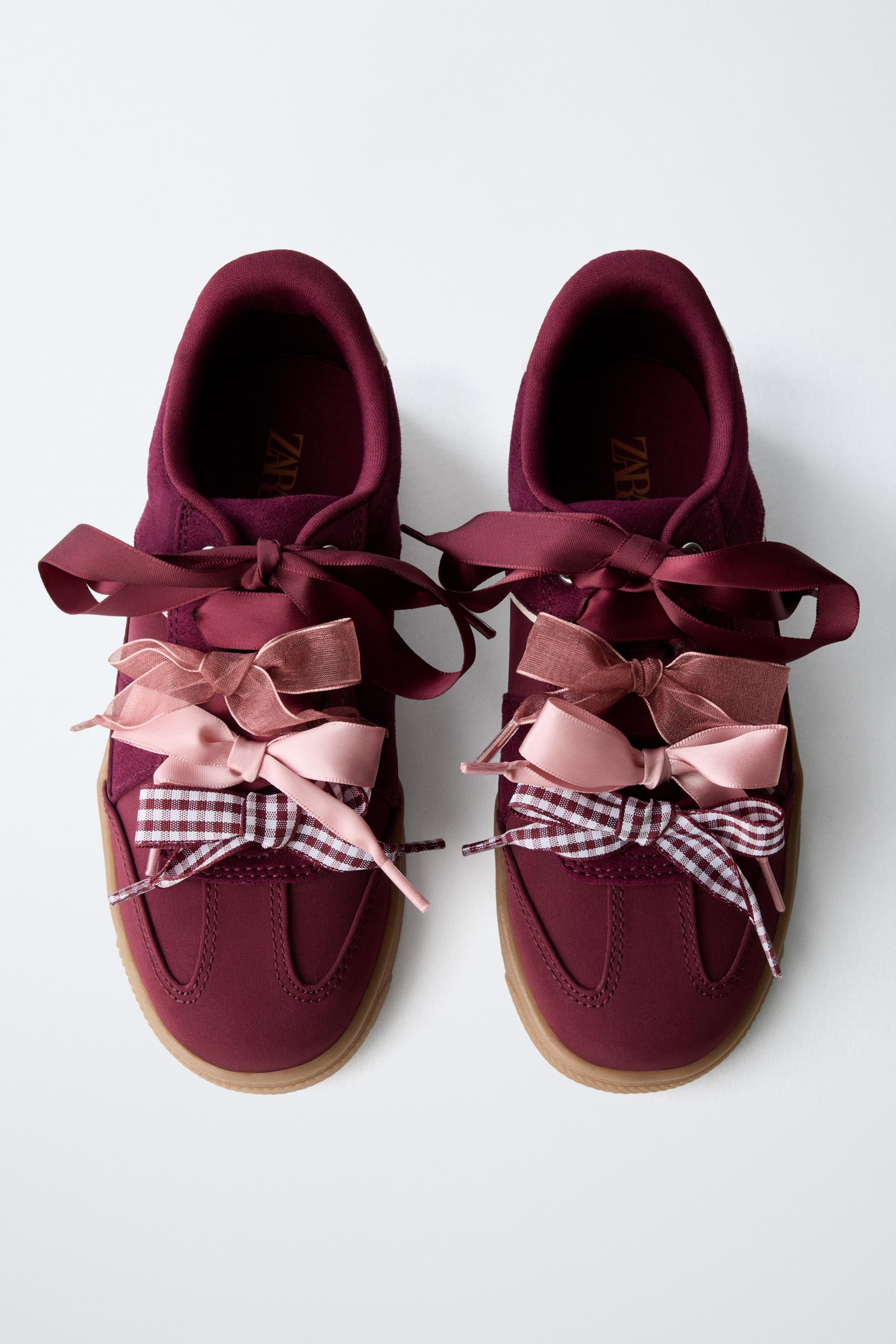 BOW DETAIL SNEAKERS$ 49.90Maroon | 2410/630/605Add to cartAddCasual sneakers with bow detail. Adj... | Zara US