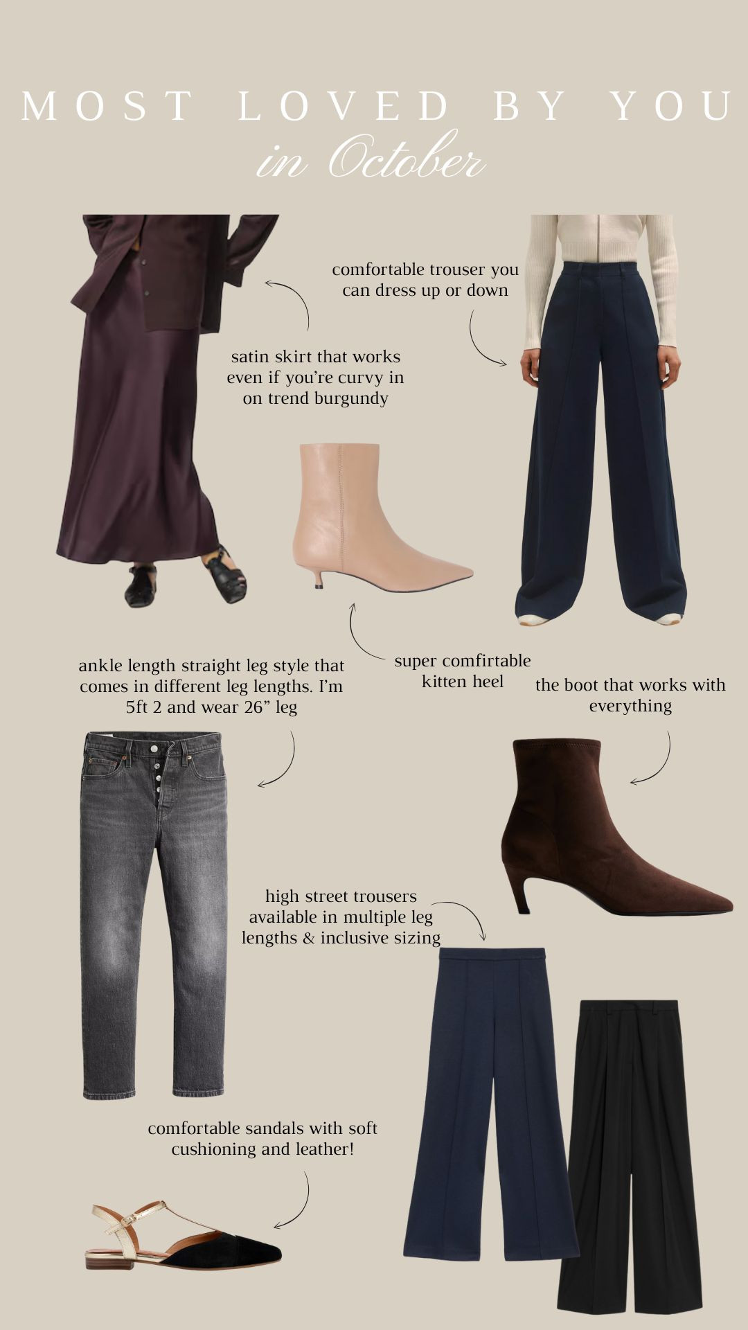 Most loved by you in October! 
Top selling products from the last month, outfit ideas, autumn fashion, satin skirt, denim, tailored trousers, high street  

 #LTKuk #LTKautumn #LTKstyletip