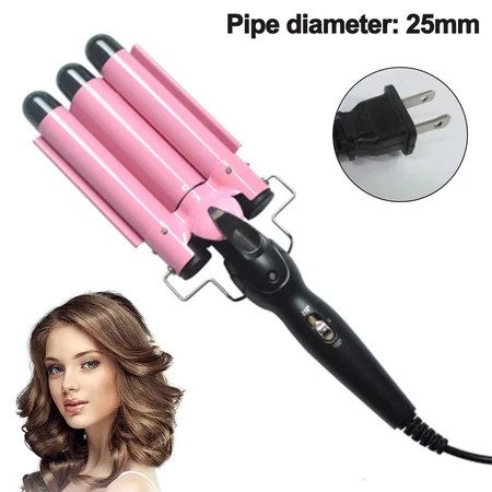 3 Barrel Curling Iron Wand Dual Voltage Hair Crimper -Ceramic Tourmaline Triple Barrels Temperature  | Walmart (US)