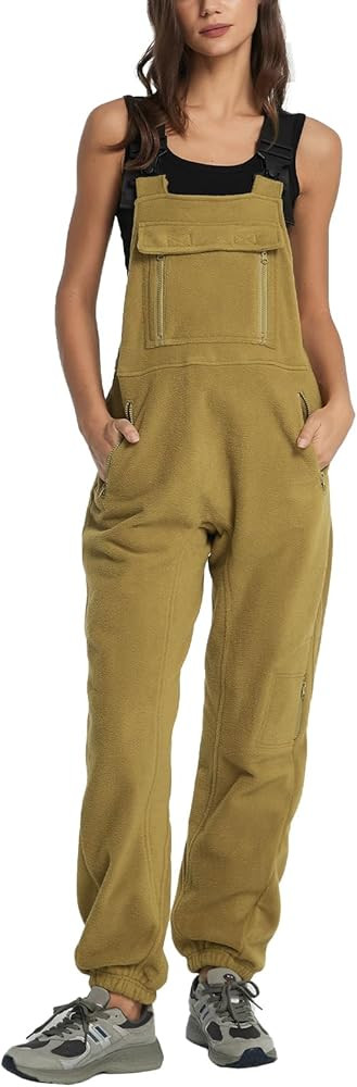 Ladyful Women's Fleece One-piece Overalls Bibs Jumpsuits Winter Warm Adjustable Strap Sleeveless ... | Amazon (US)