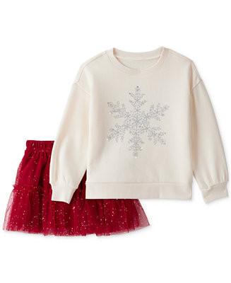 Toddler Girls Snowflake-Print Long-Sleeve Top & Skort, 2 Piece Set | Macy's