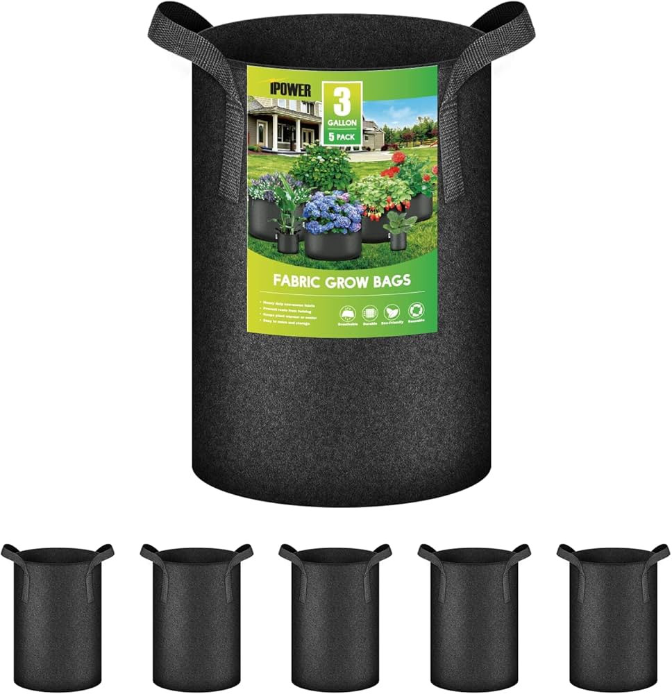 iPower 3 Gallon Heavy Duty Thickened Aeration Grow Bags Nonwoven Fabric Pots with Strap Handles C... | Amazon (US)